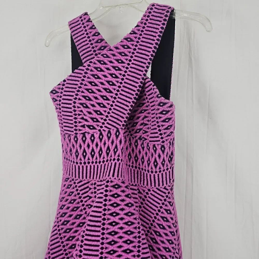 Hunter Bell Womens Laura Jacquard Criss Cross Dress Magenta Pink 2